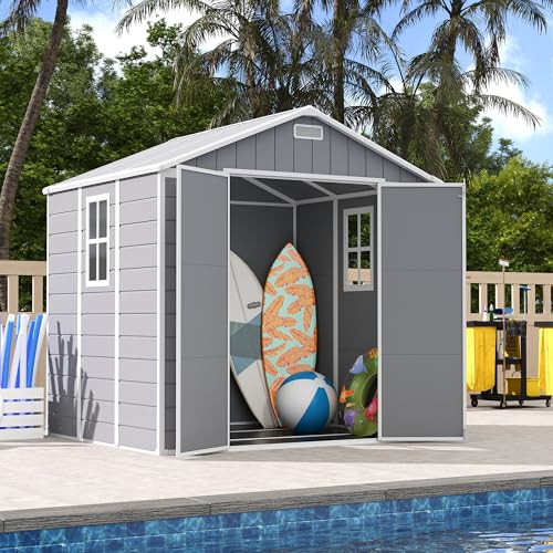 Resin Storage Shed 8 x 6 FT Plastic Outdoor Shed with Lockable Door