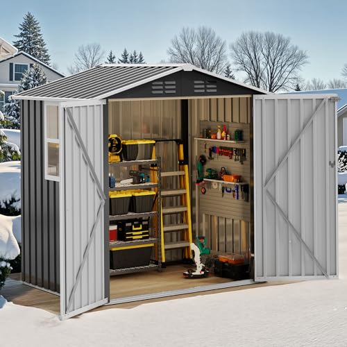 6x4ft Metal Outdoor Storage Shed with Window