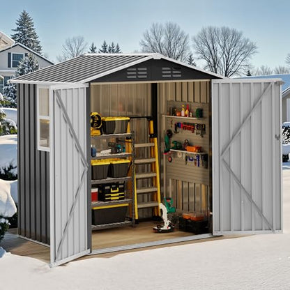 6x4ft Metal Outdoor Storage Shed with Window