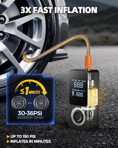 Tire Inflator Portable Air Compressor with Smart Pressure Detection
