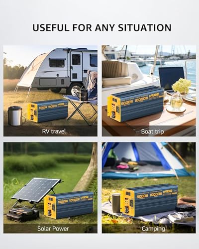 5000 Watt Power Inverter Pure Sine Wave 12V DC to 110V 120V 10000W Peak Heavy Duty Inverter with Remote Control and LED Display