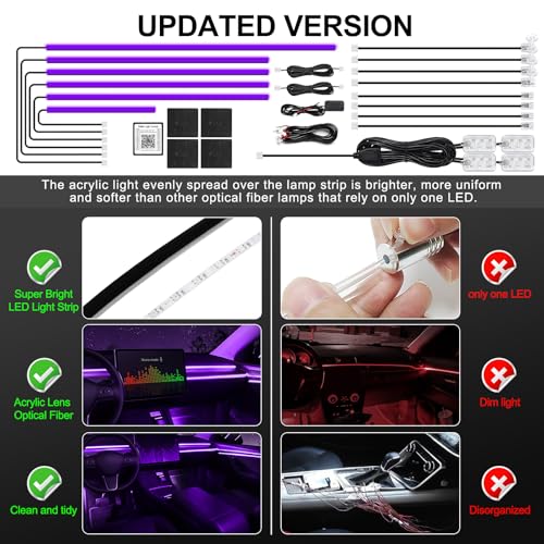 Acrylic Interior Car LED Strip Light with Wireless APP