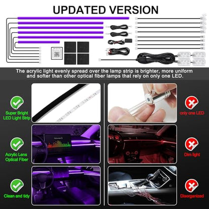 Acrylic Interior Car LED Strip Light with Wireless APP