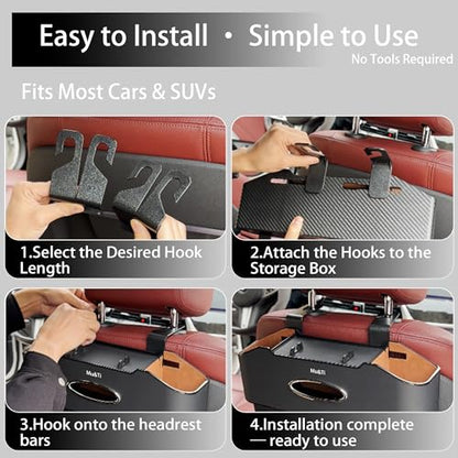 Back Seat Car Organizer with Cup Holders Tissue Box