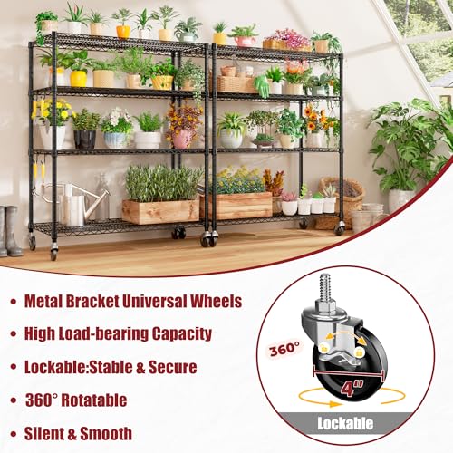 55.5" Wx24 x80 Heavy Duty Metal Wire Storage Shelving with Wheels (5 Count)