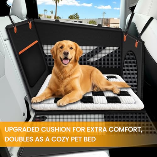 Large Dog Car Seat Cover with Checkered Dog Bed Mat for Back Seat Half