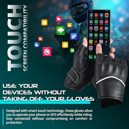 Motorcycle Gloves Men's Leather Motorbike Gloves Touchscreen Function
