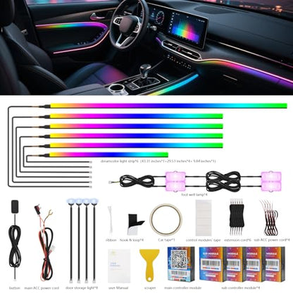 2026 Upgraded Dreamcolor Acrylic Interior Car LED Strip Light with Self
