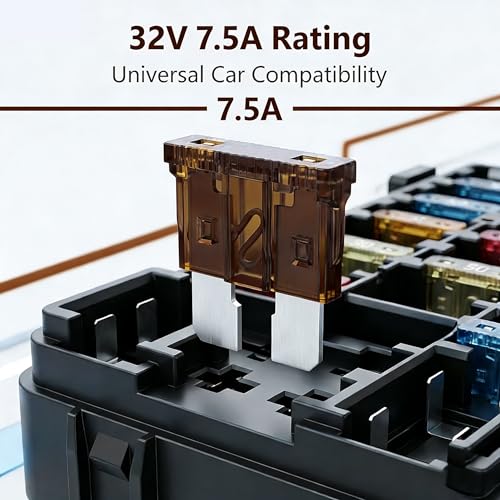 80Pcs) 7.5 Amp Standard Fuse, 7.5A Car Blade Fuses for Car/RV/Truck/SUV/Motorcycle/Boat