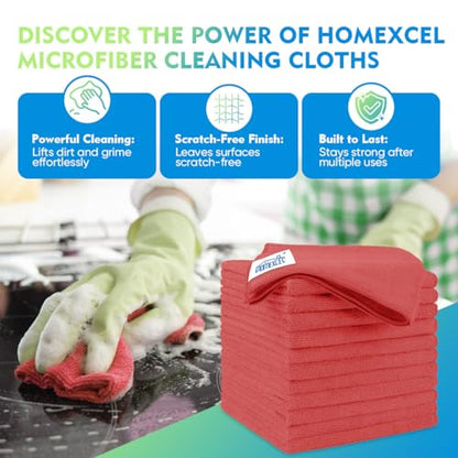 Red Microfiber Cleaning Cloth 12 Pack (12 Count)