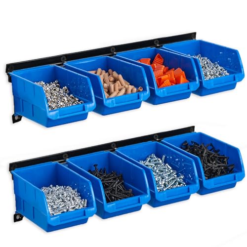 8 Bin Wall Mounted Plastic Storage Bins Hanging Organizer Bins
