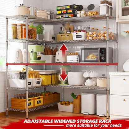 58" W Storage Shelves Wire Shelving 1400LB Metal Shelves for 5 Tier Shelving Unit with Shelf Adjustable Garage Shelving Rack for Pantry Kitchen Garage