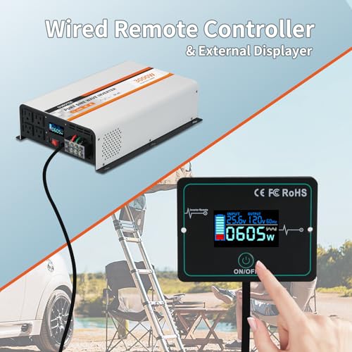 3000W Pure Sine Wave Inverter 24V DC to 120V AC