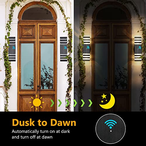 4 Pack Dusk to Dawn Outdoor Light Fixture Modern Black Exterior Wall Lights (4 Count)