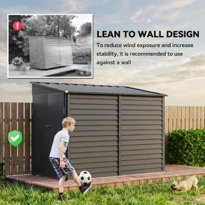 4.6' x 9' Steel Outdoor Storage Shed Waterproof Lean