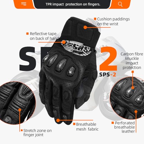 SPS 2 Unisex Touchscreen Road Racing Motorcycle MTB Sports Gloves Also fit BMX MX ATV Mountain Bike Bicycle Cycling Off