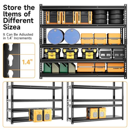 5 Tier 60”W X 20”D X 72”H Garage Shelving Heavy Duty 3000LBS Shop Shelves Heavy Duty Adjustable Unit Rack Metal Rack (5 Count)