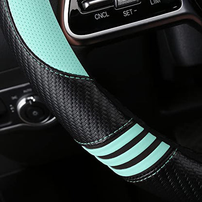 Car Steering Wheel Covers for Women Padded Carbon Fiber PU Leather Cute Auto Interior Accessories for Vehicle