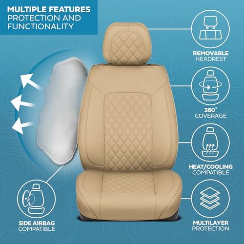 Curated Sandstone Leather Seat Covers for Cars & SUVs