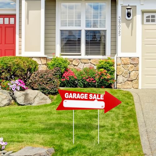 12 Pcs Garage Sale Signs with Stakes Double Sided (12 Count)