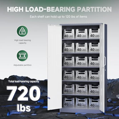 Metal Storage Cabinet with Lock Door and 5 Shelves