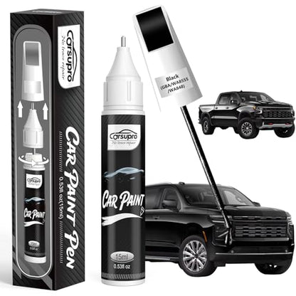 Black(GBA/WA8555/WA848) for Chevrolet Touch Up Paint Pen, 2 in 1 Car Scratch Remover with Pen Tip and Brush, Precise Color Match for Car Paint Scratch Repair, Quickly and Easily Fix Chips and Nicks