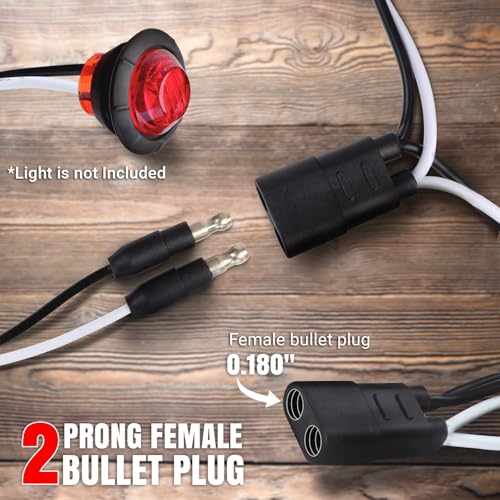 100 Count 2 Prong Wire Harness Roll Double Female Bullet Plug 18 Gauge