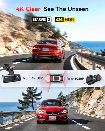 Dash Cam 4K Front and 1080P Rear