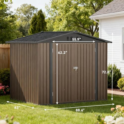 Shed Storage Outdoor Metal Windowed Lockable Weatherproof Ventilated Backyard Garden Utility Workshop