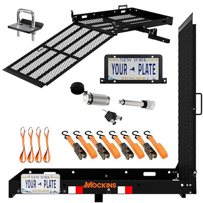 Folding Trailer Hitch Cargo Carrier with Ramp for Wheelchair