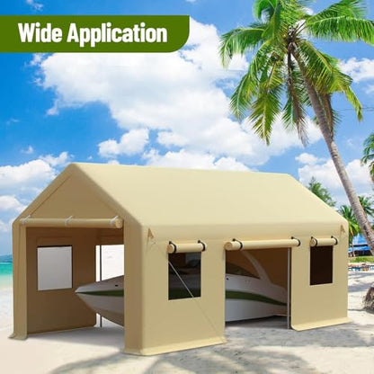 10x20 Ft. Metal Carport Garage with PE Fabric and Galvanized Steel Frame Outdoor Shelter for Cars