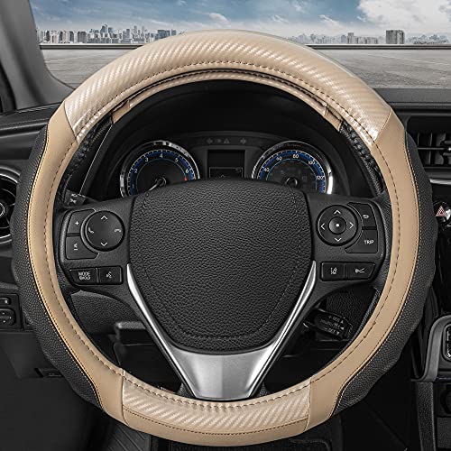UltraSport Beige Carbon Fiber Steering Wheel Cover