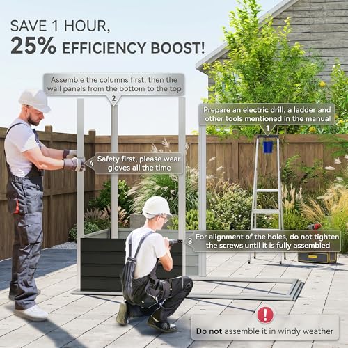 6' x 4' Metal Garden Tool Shed Small Outdoor Tool Shed Dark Gray