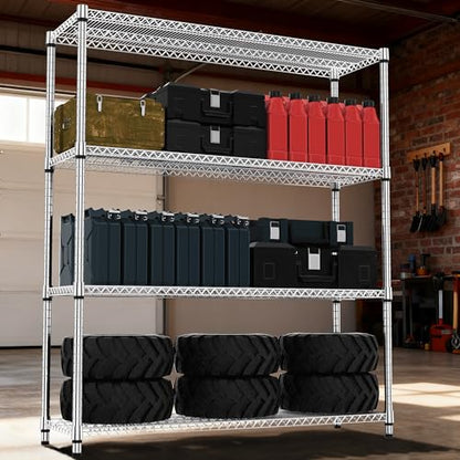 4 Tiers Shelf 2640 lbs Steel Storage Shelving Utility Shelving Unit Steel Organizer Wire Rack for Home (4 Count)