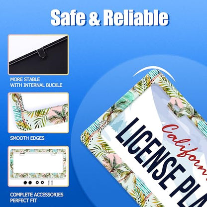 Plam Tree License Plate Frame Stainless Steel Accessory 12.3x6.3 Inch