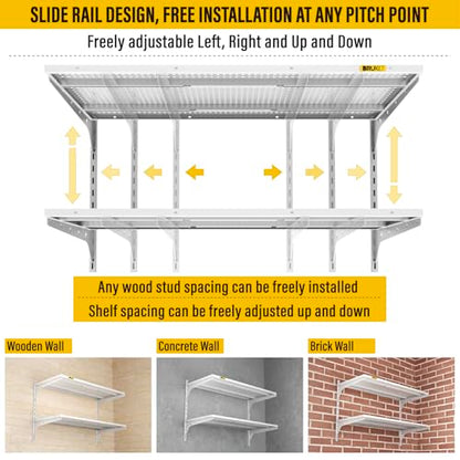 2 Tier 1.3x3ft Garage Shelving Wall Mounted