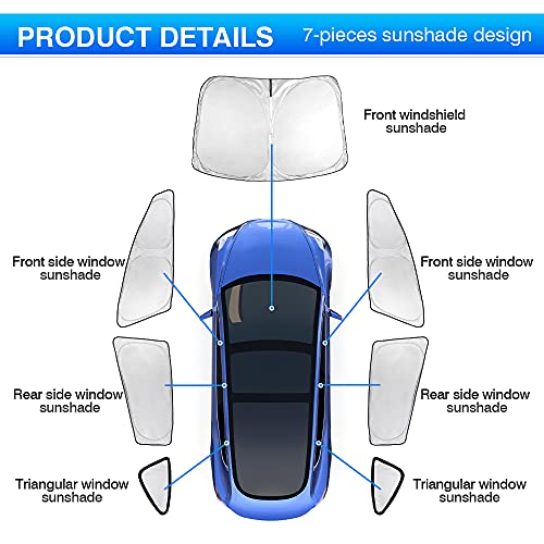 Windshield Sun Shade for Tesla Model 3 2018 (7 Count)