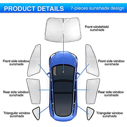 Windshield Sun Shade for Tesla Model 3 2018 (7 Count)