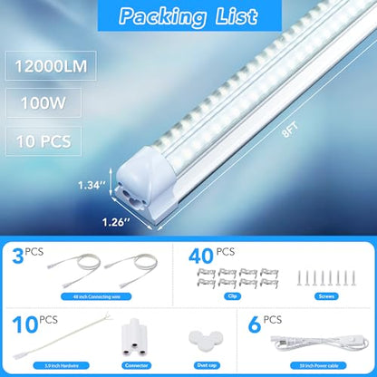 10 PCS 8FT LED Shop Lights Garage Light (10 Count)