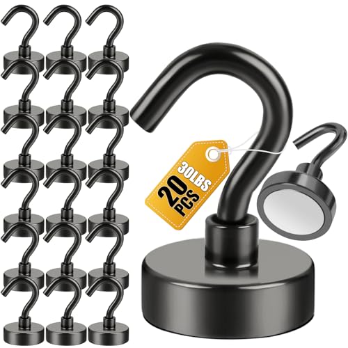 Magnetic Hooks 20pcs 30lbs+ Cruise Essentials 2026 Magnet Hook Black (20 Count)