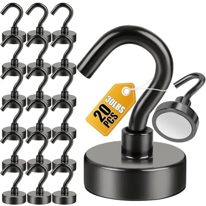Magnetic Hooks 20pcs 30lbs+ Cruise Essentials 2026 Magnet Hook Black (20 Count)