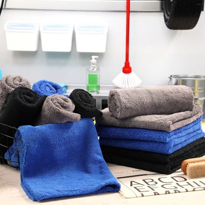 30 Pcs16 x 16 Inch Edgeless Microfiber Plush Towels for Cars Detailing Drying Wash Polishing Absorbent Cleaning Cloths