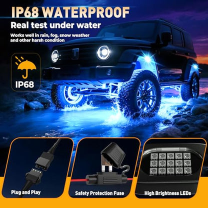 LED RGB Rock Lights for Trucks 14 pods with APP Control Underglow (10 Count)