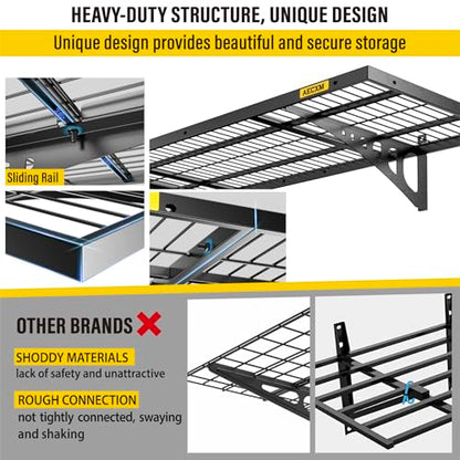 1.64x4ft 4Pack Wire Shelving Unit Heavy Duty Garage Storage Shelves Wall Mounted Black 1120lbs Load Capacity（20 (4 Count)