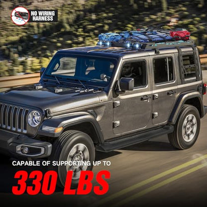 for JL JLU Roof Rack Hard Top Cargo Basket with Ladder & 4 LED Lights fits 2018