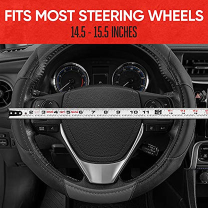 GripDrive Gray Carbon Fiber Steering Wheel Cover