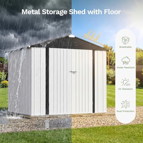 8x6 FT Outdoor Storage Shed with Floor Frame