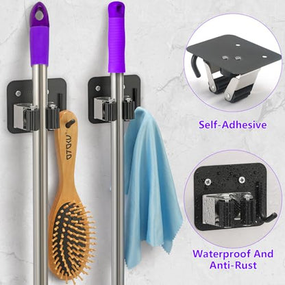 Broom Holder Wall Mount Rack (4 Count)