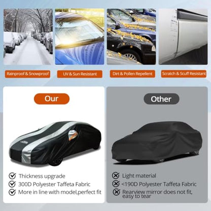 Waterproof Car Cover with Silver Stripe Design