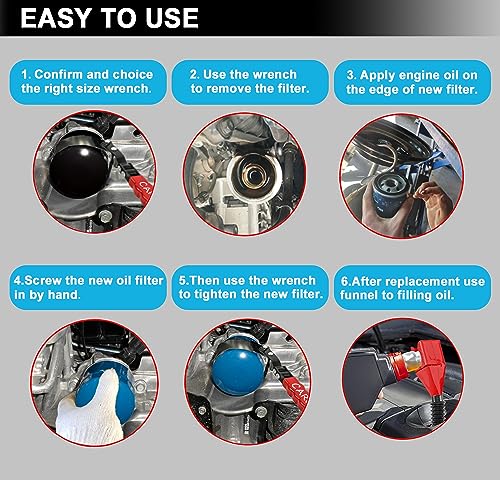 Oil Filter Wrench Set with Small Oil Funnel for Oil Change